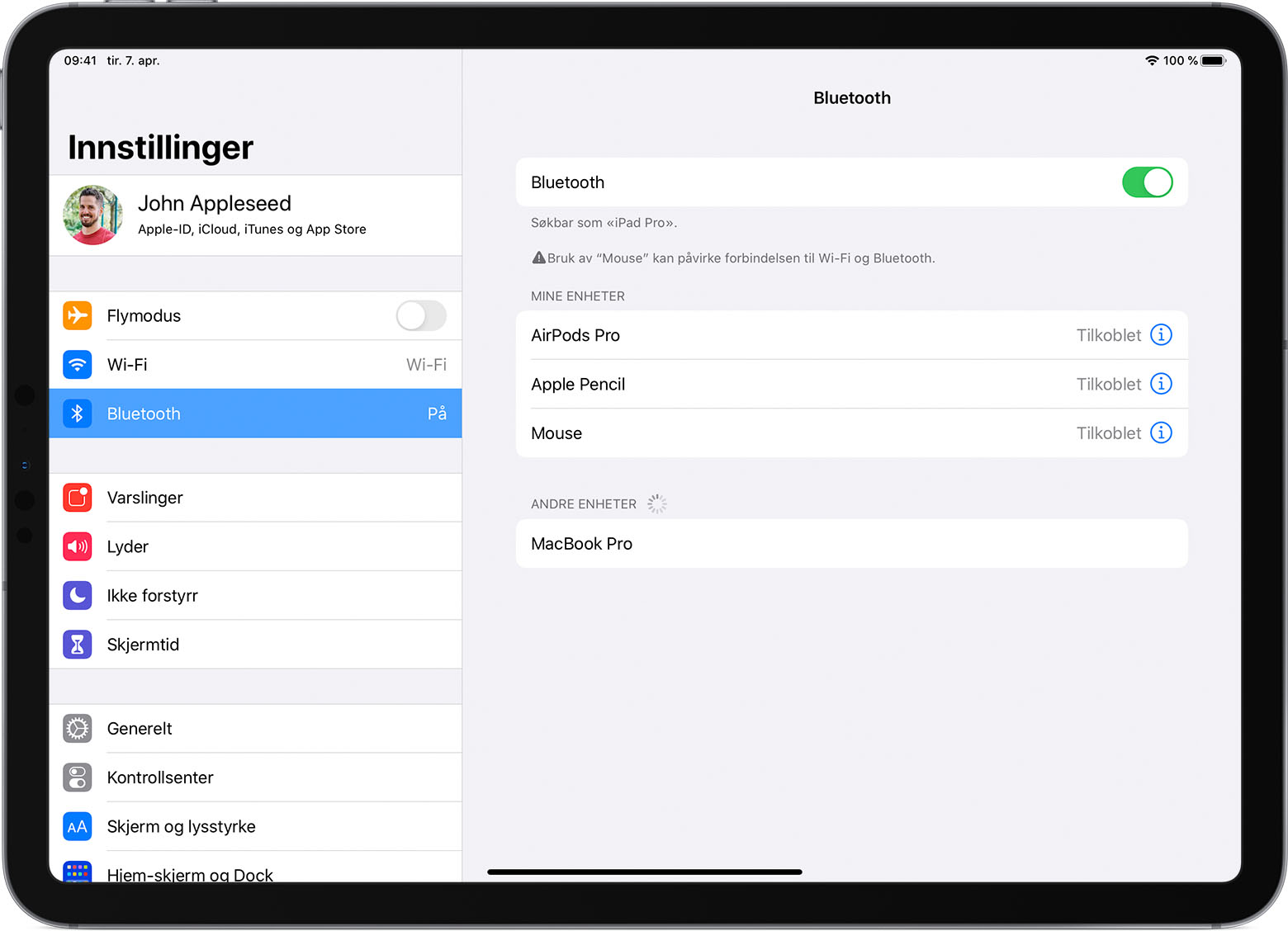 Koble en Bluetooth-mus eller styreflate til iPad - Apple-kundestøtte (NO)