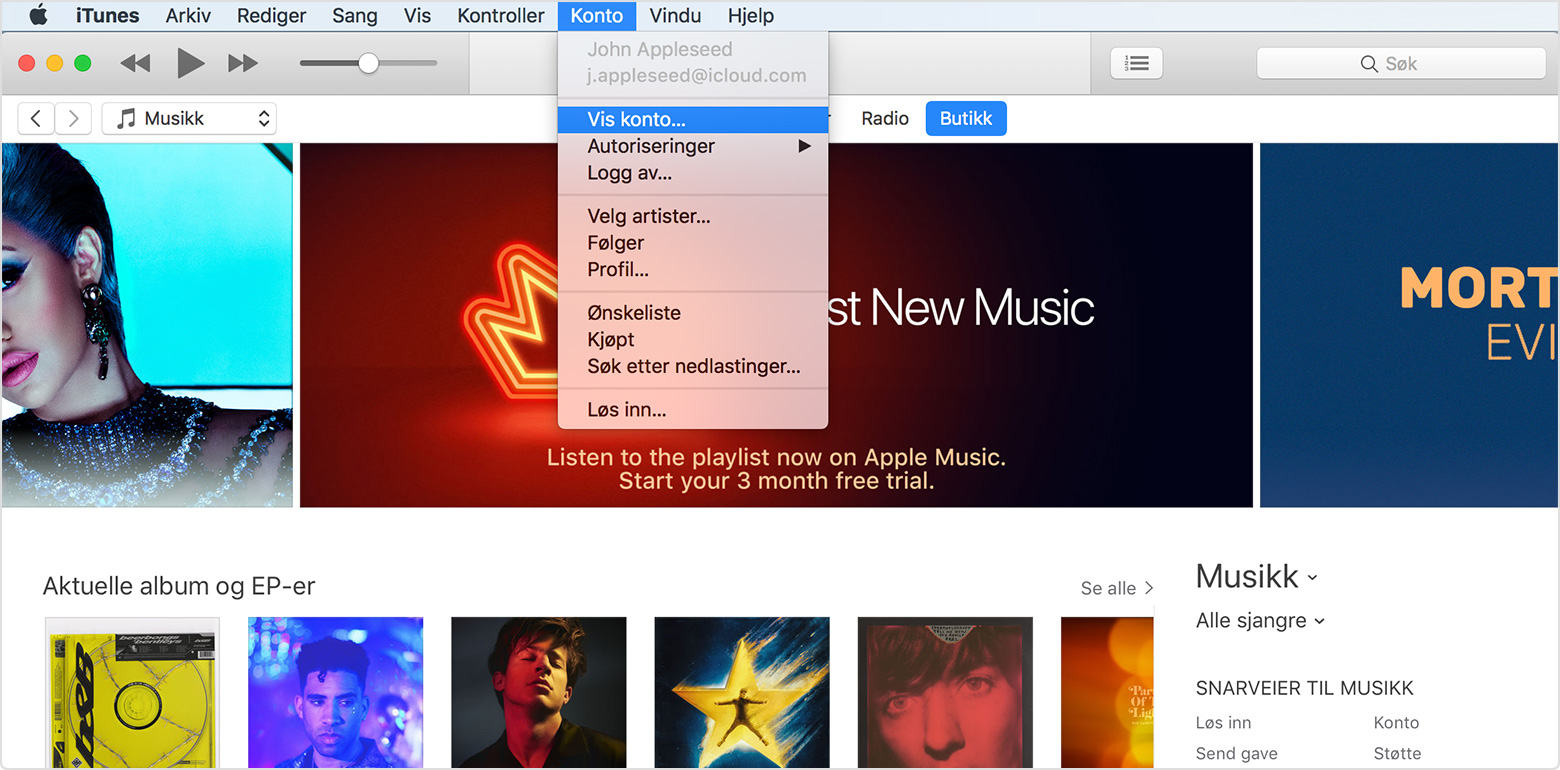 Fjerne autoriseringen av datamaskinen ved hjelp av iTunes - Apple