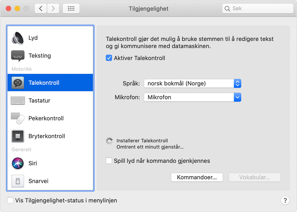Bruke Talekontroll på Mac - Apple-kundestøtte (NO)