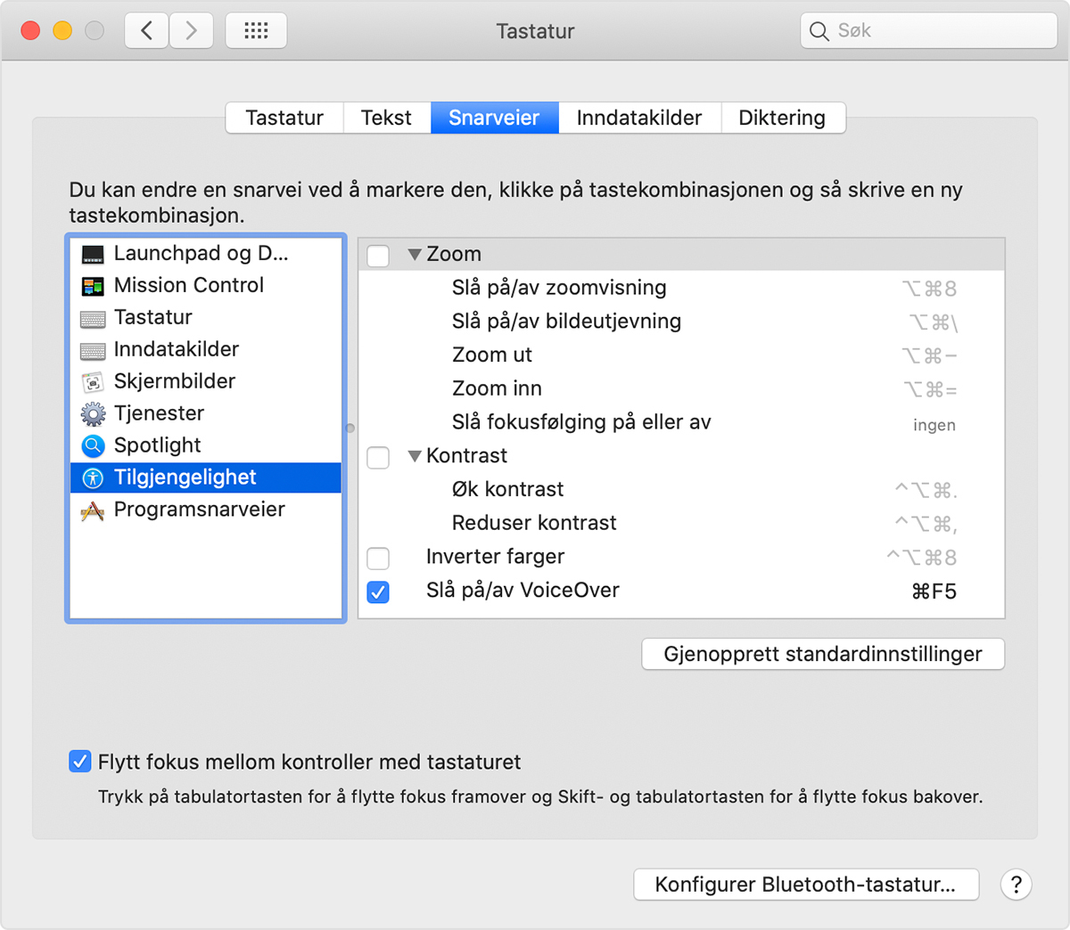 Tilgjengelighetssnarveier på Mac - Apple-kundestøtte (NO)