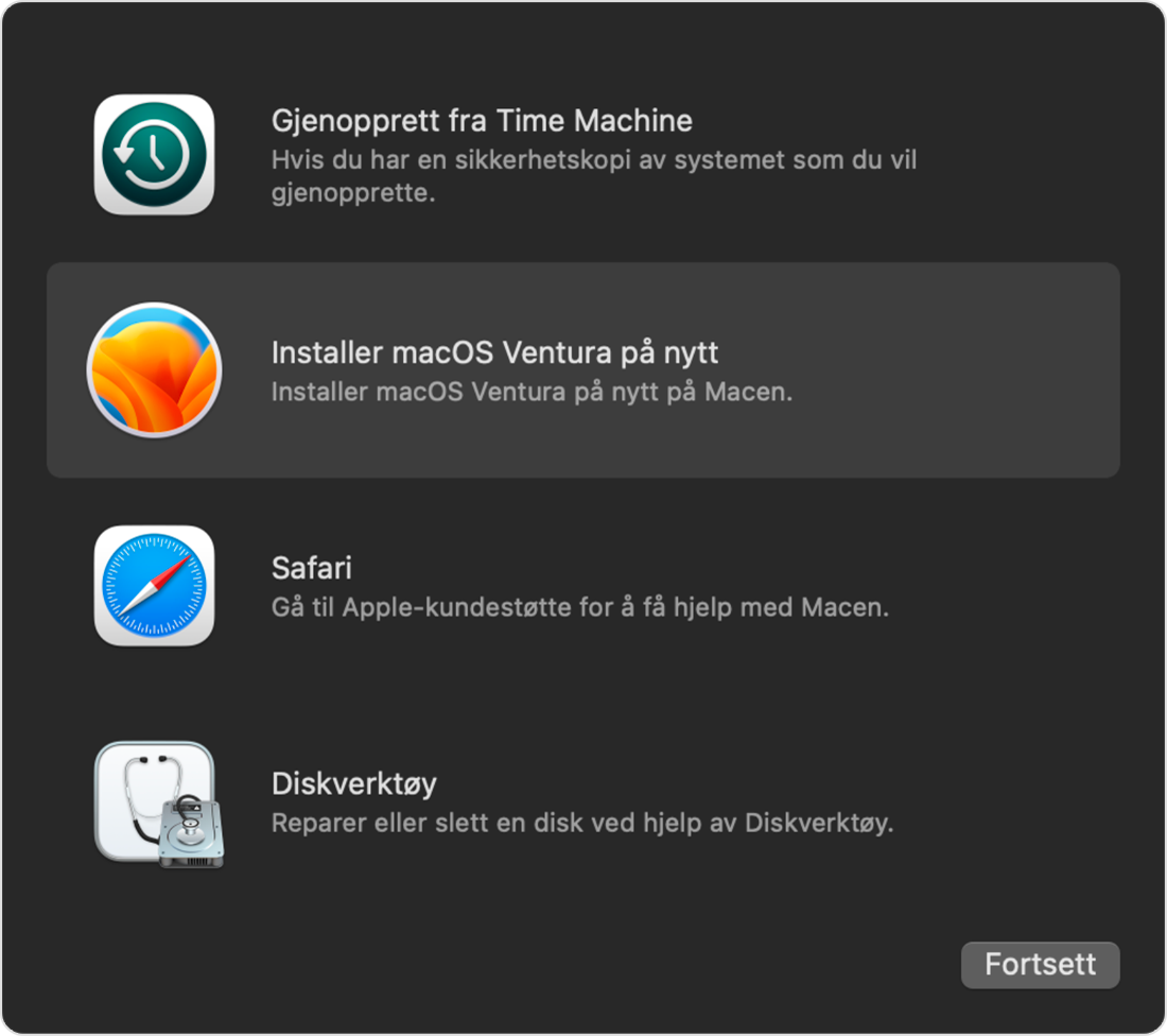 Verktøysvinduet i macOS-gjenoppretting