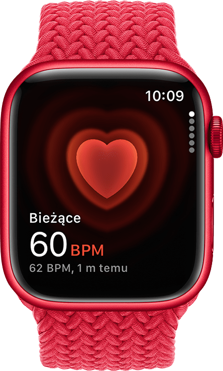 Aplikacja Tętno wyświetlająca częstość pracy serca 54 BPM
