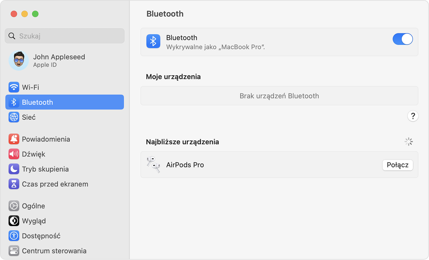 Ustawienia Bluetooth w Preferencjach systemowych na Macu