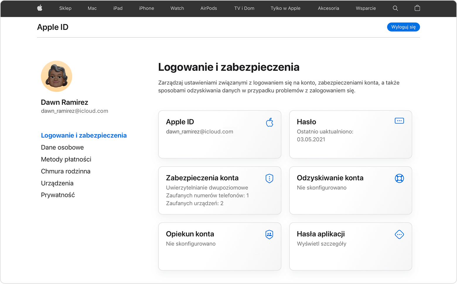 Zmiana hasła konta Apple ID na stronie internetowej