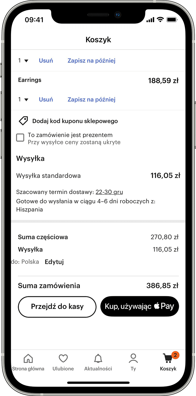 Zakupy za pomocą Apple Pay w Internecie i aplikacjach