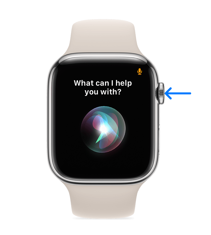 Strzałka wskazująca pokrętło Digital Crown w zegarku Apple Watch