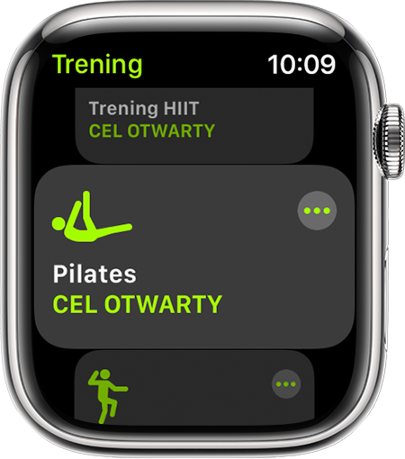 Opcja Pilates w aplikacji Trening na zegarku Apple Watch