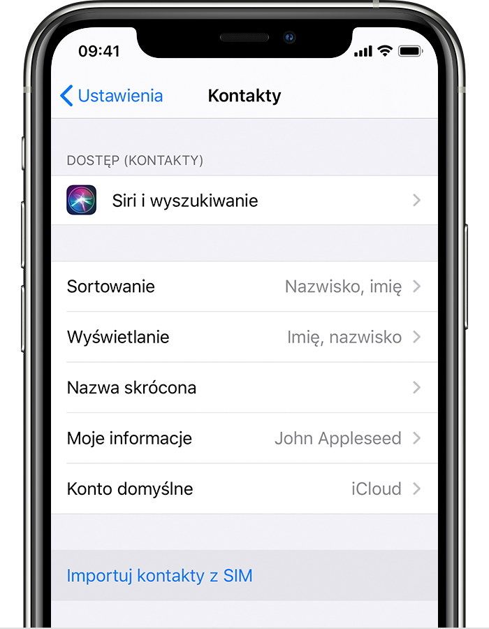 Importowanie Kontaktow Z Karty Sim Na Telefon Iphone Wsparcie Apple