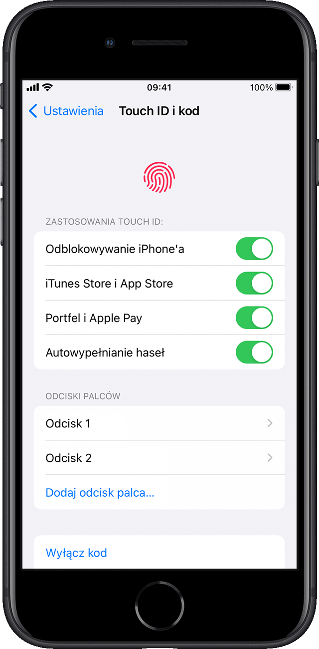 W Ustawieniach użytkownik wybiera, które funkcje iPhone’a włączyć za pomocą czytnika Touch ID