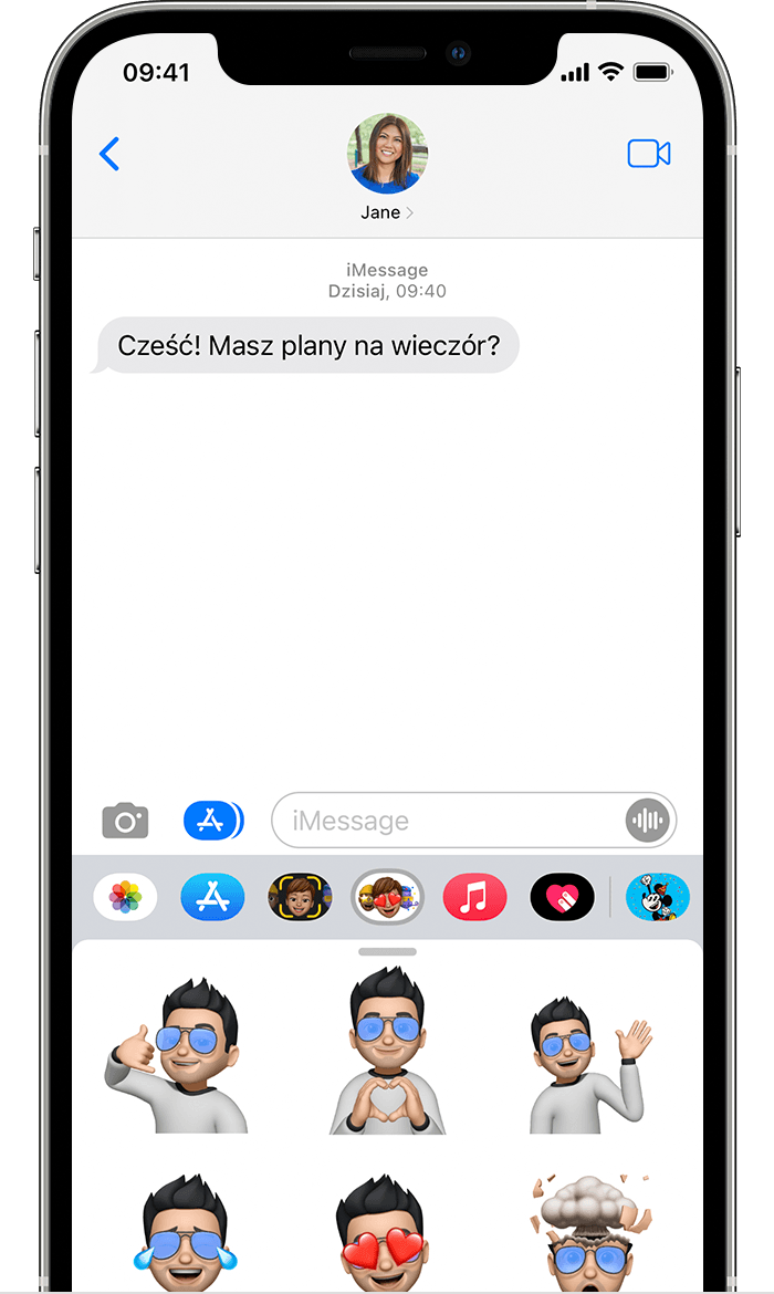 Telefon iPhone na którym pokazano, jak znaleźć aplikacje dla iMessage.
