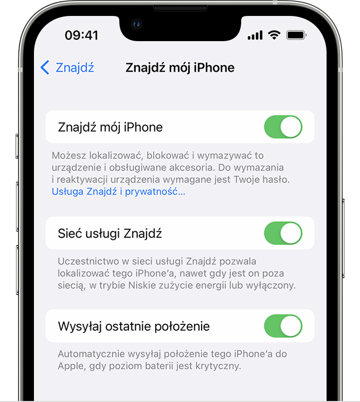 Włącz na iPhonie opcję Sieć usługi Znajdź, aby móc zlokalizować iPhone’a nawet, jeśli jest offline