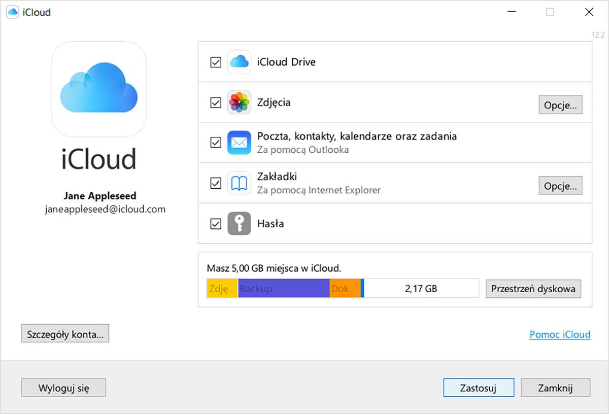 Znajdowanie adresu e-mail konta Apple ID w aplikacji iCloud dla Windows