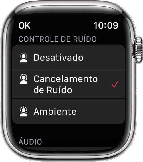 Modos Cancelamento de Ruído e Ambiente no Apple Watch