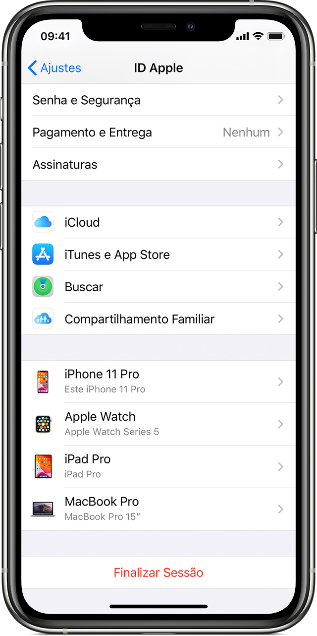 Verificar a lista de dispositivos do ID Apple para ver em quais você