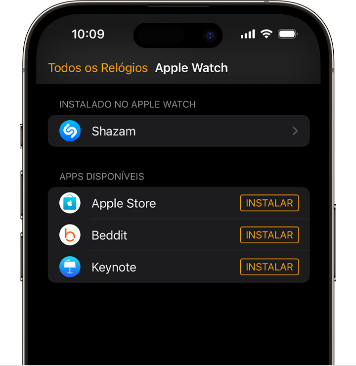 Tela do iPhone mostrando o app Watch 