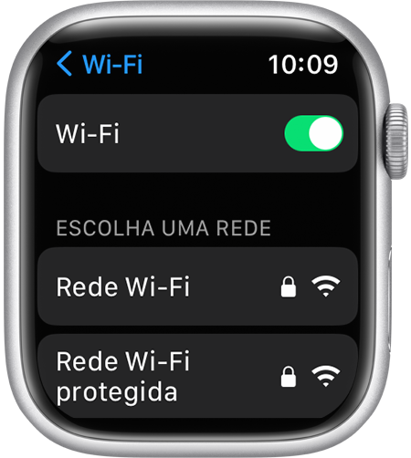 Tela de ajustes do Wi-Fi no Apple Watch