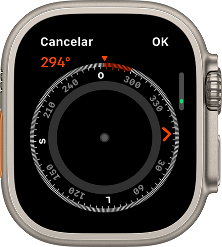 Apple Watch mostrando ajuste de rumo
