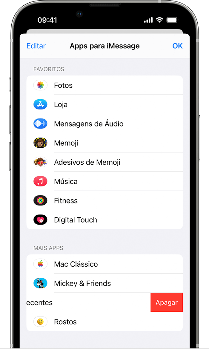 iPhone mostrando como apagar apps do iMessage