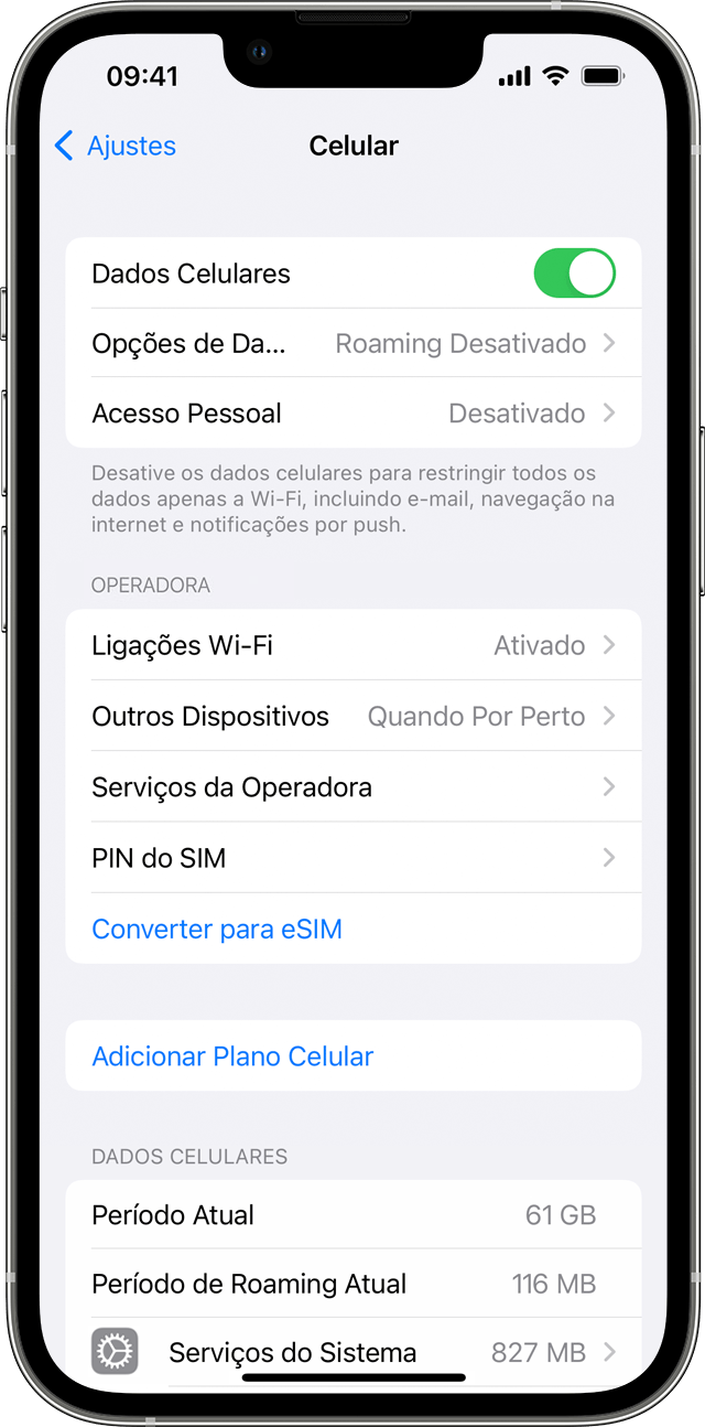 Usar dados celulares no iPhone ou iPad - Suporte da Apple (BR)