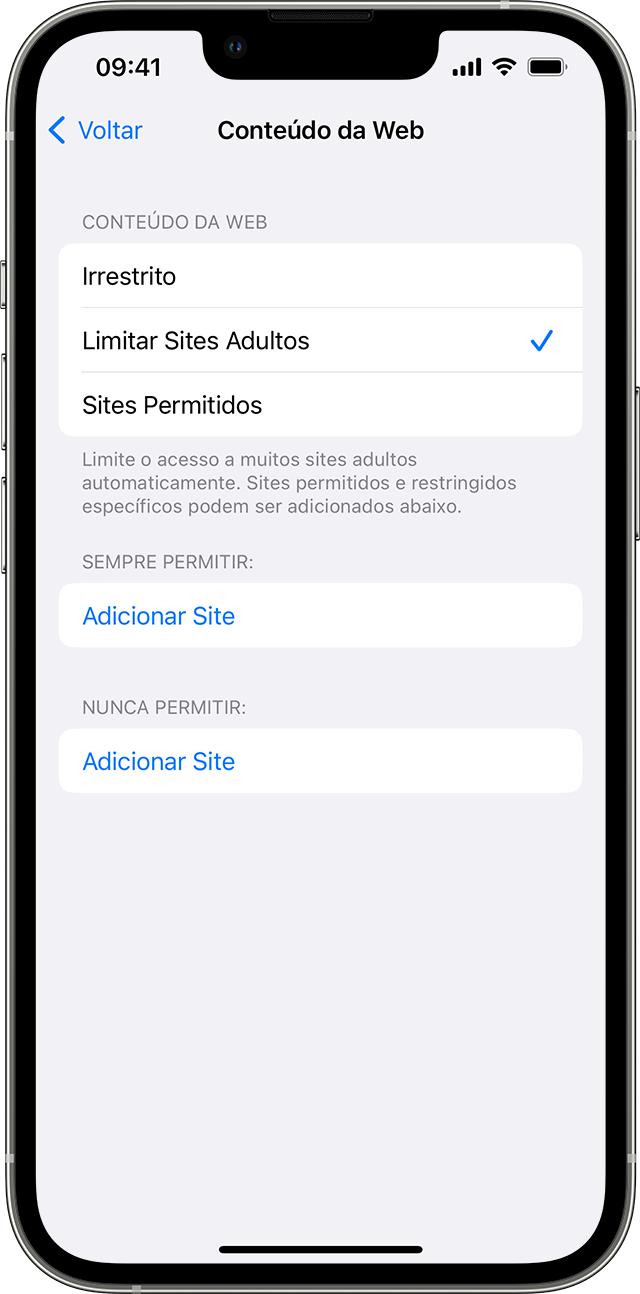 Um iPhone mostrando a tela 