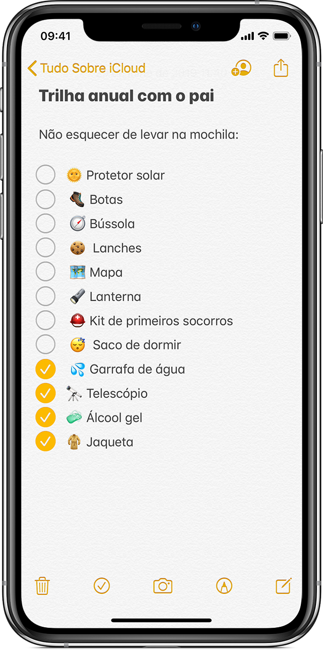 Criar uma lista de tarefas com o app Notas - Suporte da Apple