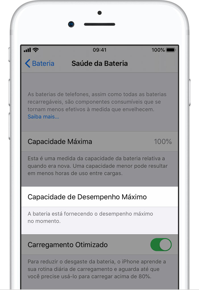 Bateria e desempenho do iPhone - Suporte da Apple (BR)