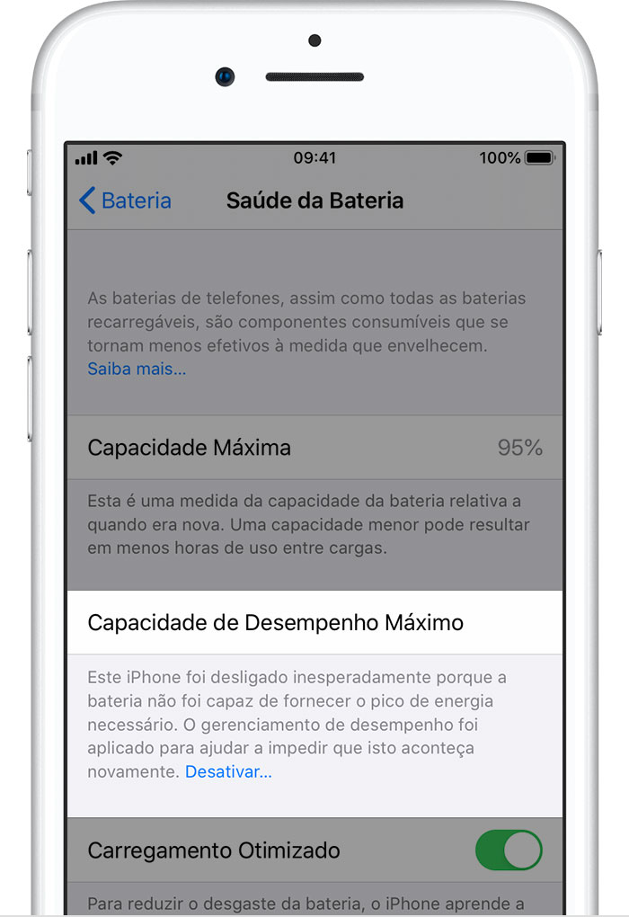 Bateria e desempenho do iPhone - Suporte da Apple (BR)