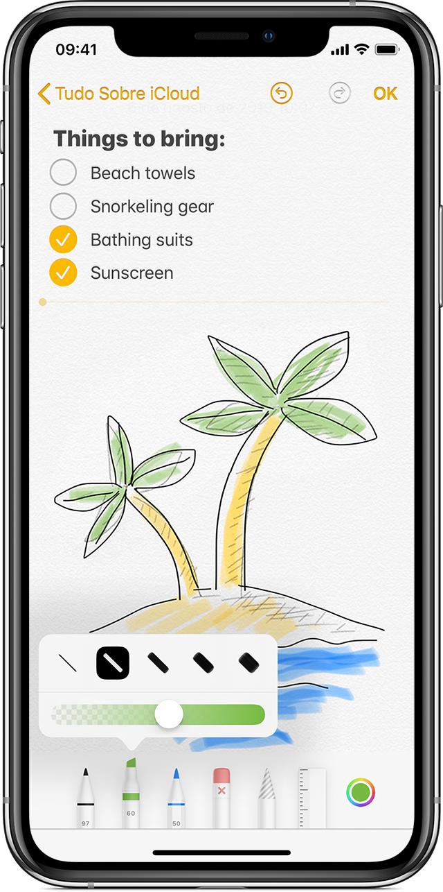 iPhone mostrando como criar um Desenho Alinhado