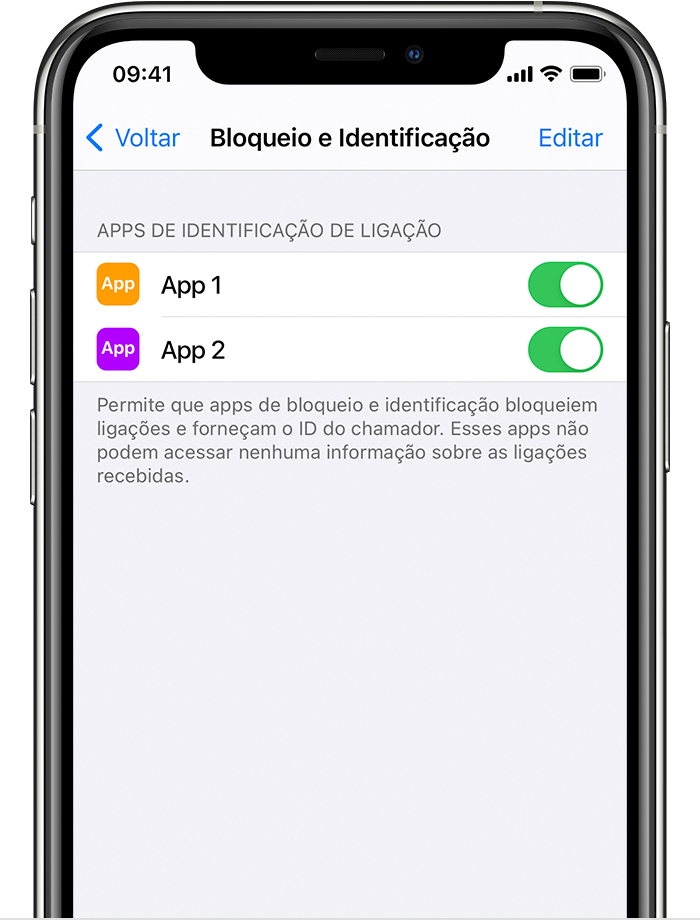 iPhone mostrando como configurar um app para filtrar ligações de spam