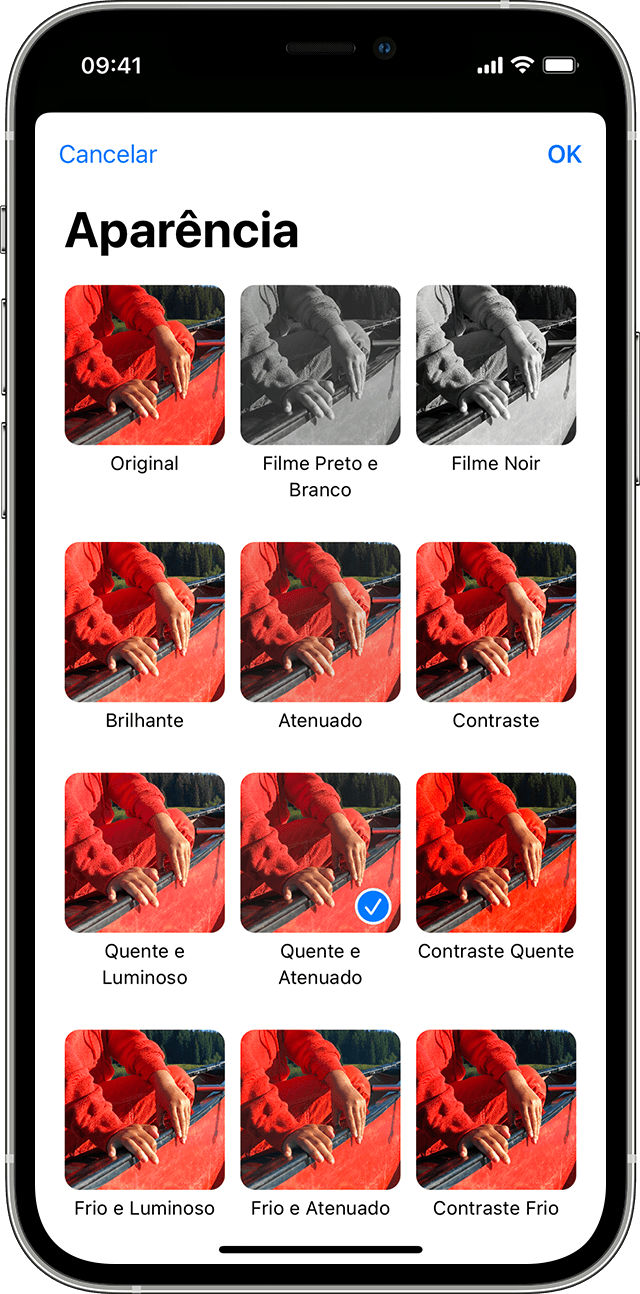 Tela Memory Looks (Estilos de memória) do app Fotos do iPhone