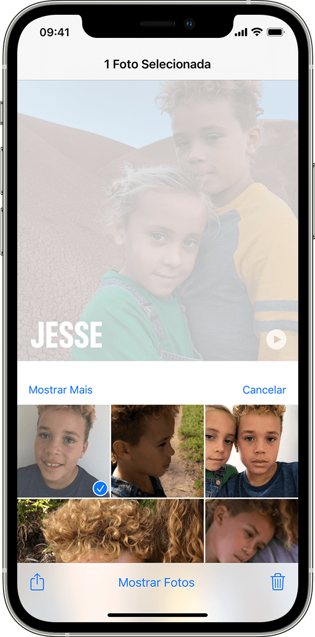 iPhone mostrando como alterar a miniatura de uma pessoa no app Fotos