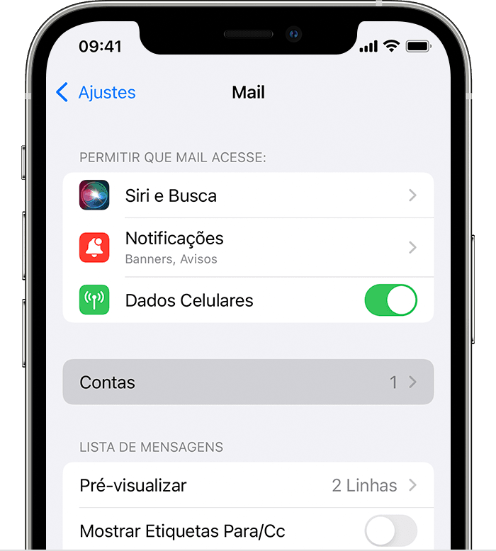 iPhone mostrando como configurar a conta de e-mail automaticamente