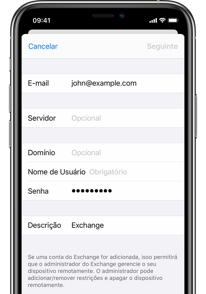 Configurar o Exchange ActiveSync no iPhone ou iPad Suporte da Apple (BR)