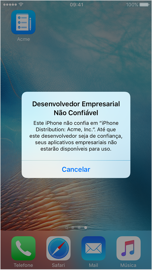 iphone6-ios9-enterprise-untrusted_enterprise_app Orientações gerais para a instalação de aplicativos empresariais personalizados no iOS