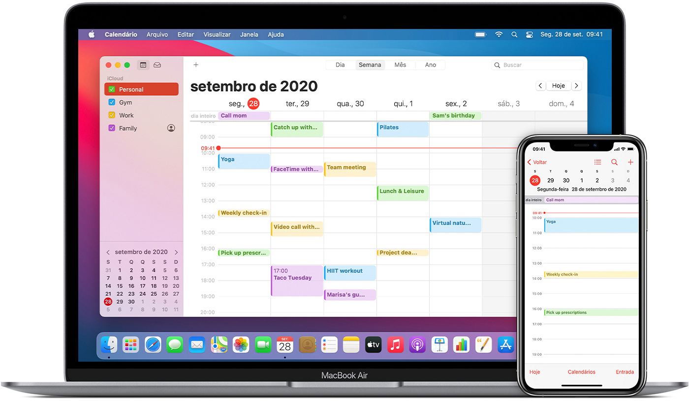 Manter o Calendário atualizado com o iCloud Suporte da Apple (BR)