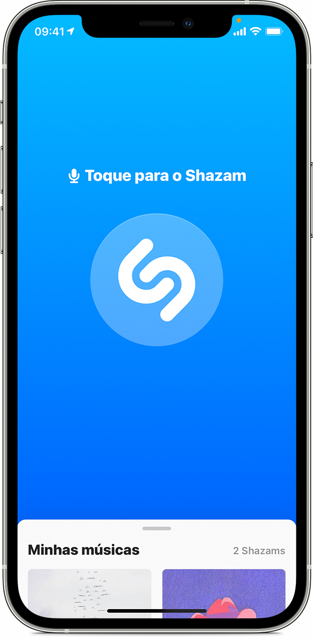 iPhone com o app Shazam aberto na tela de Início