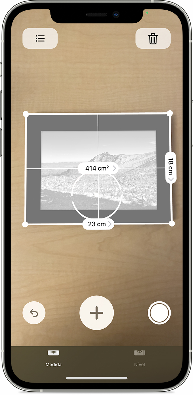 usar o app Medida para medir as dimensões de um retângulo