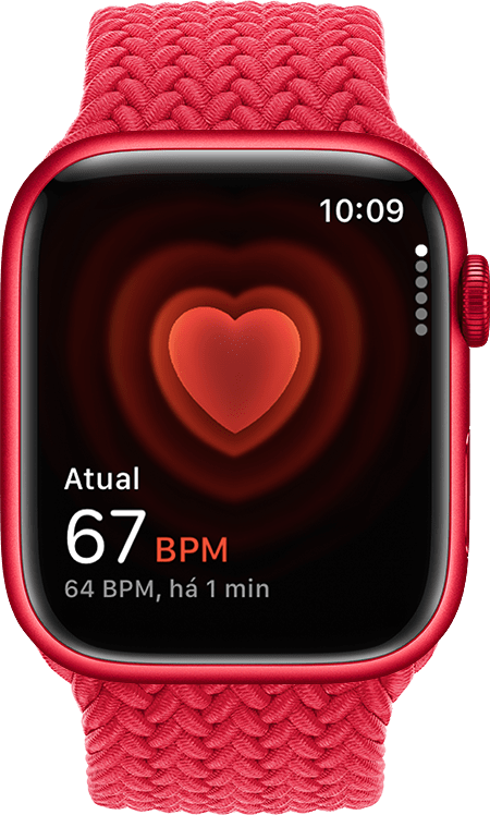 A app Frequência cardíaca a mostrar uma frequência atual de 54 BPM