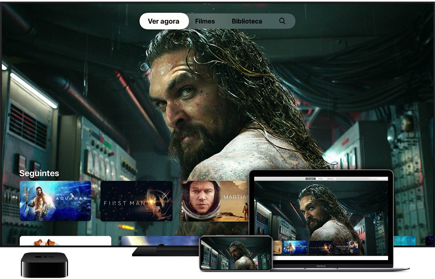 Ver filmes, programas de TV e conteúdos em direto na app Apple TV