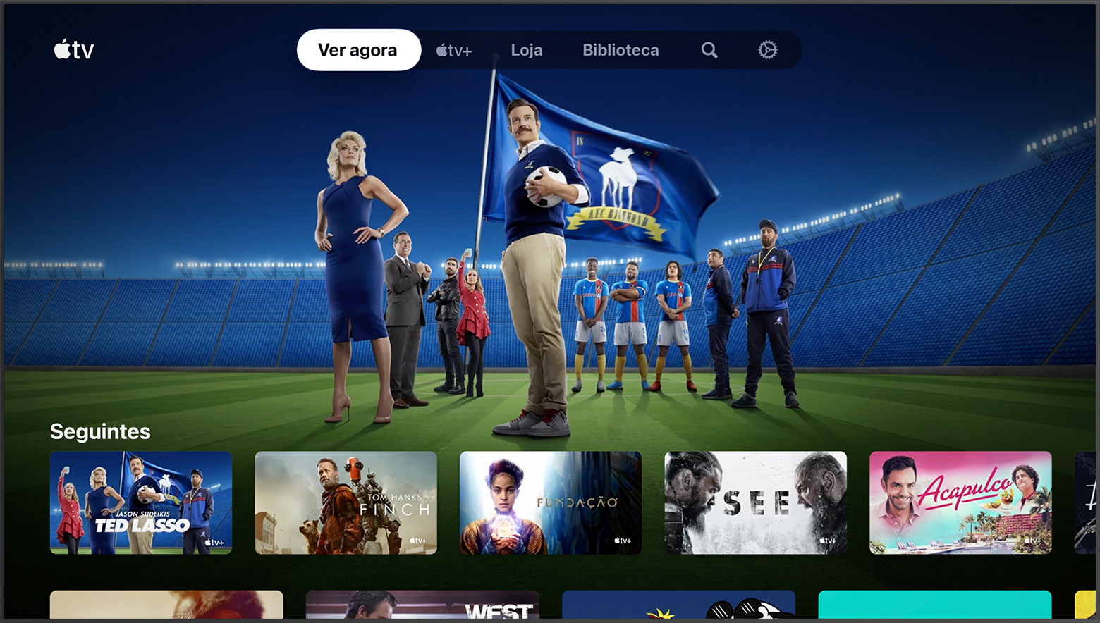 O separador Ver agora na app Apple TV numa smart TV