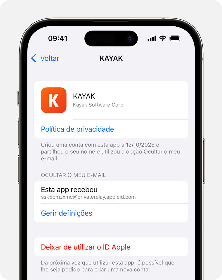 Gerenciar os apps com Iniciar sessão com a Apple - Suporte da