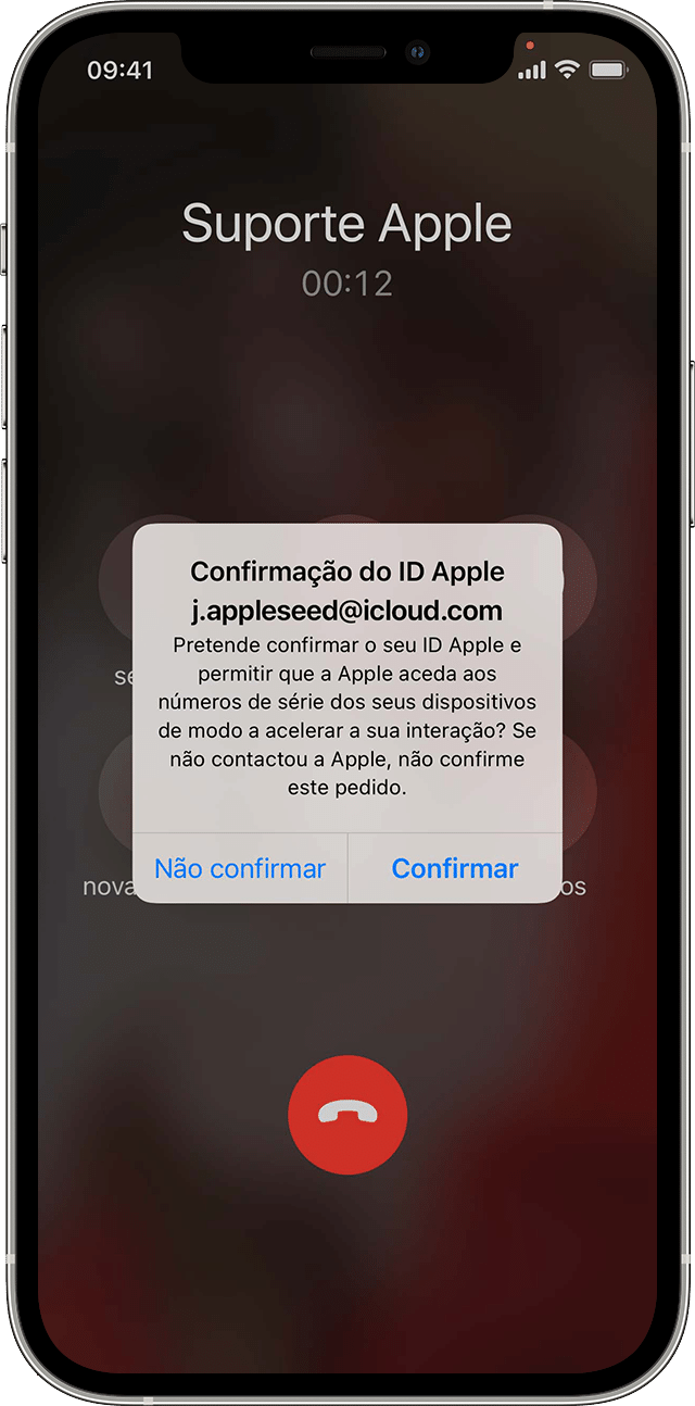 Tocar na notificação para confirmar o ID Apple