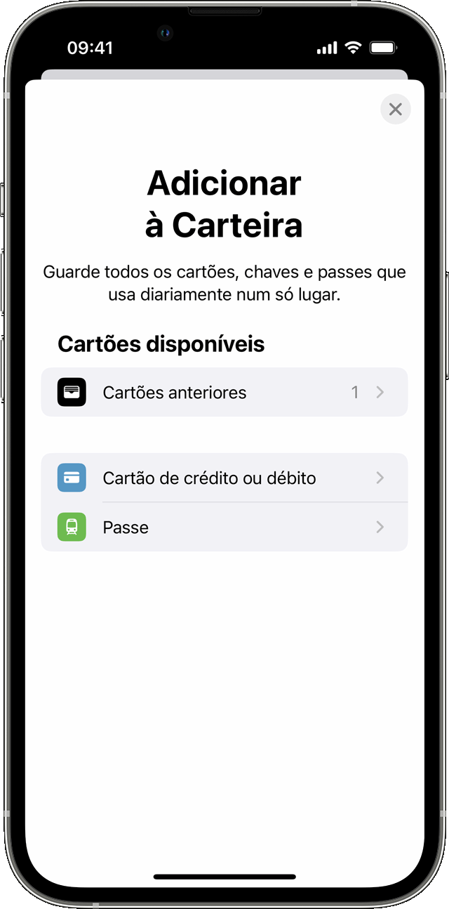 Adicionar um cartão de pagamento à app Carteira no iPhone