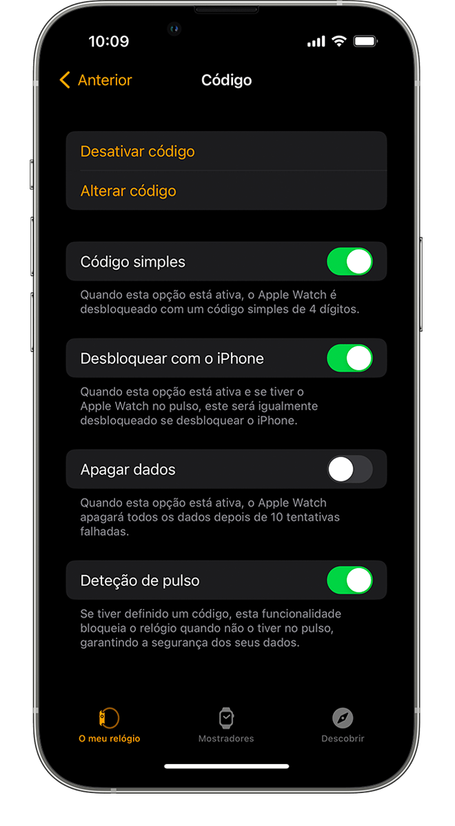 Definições de código no iPhone