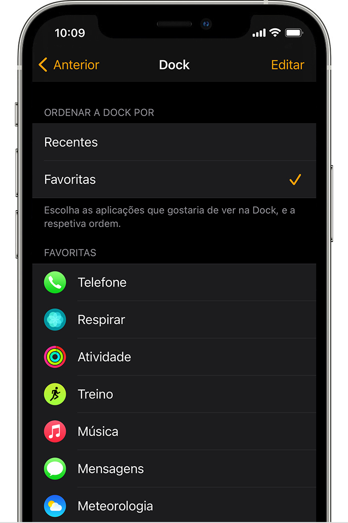 Utilizar a Dock no Apple Watch - Suporte Apple (PT)