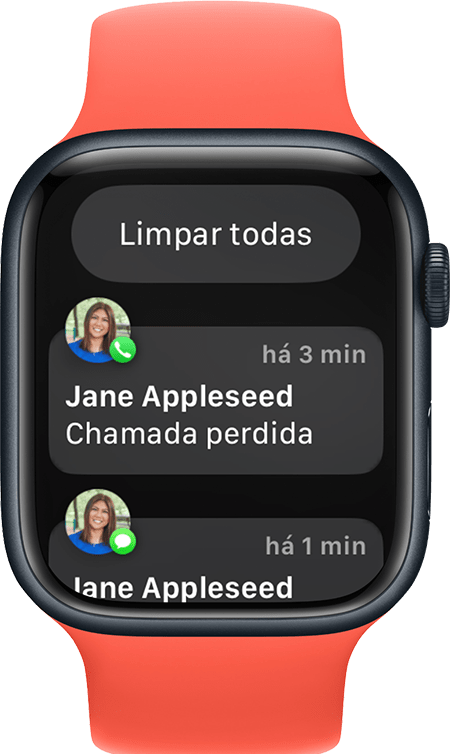Apple Watch a mostrar o botão Limpar todas as notificações