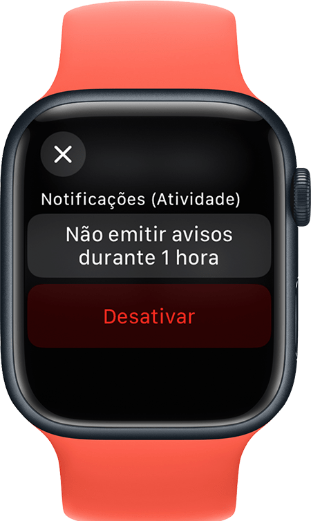 Apple Watch a mostrar o ecrã de silenciar as notificações