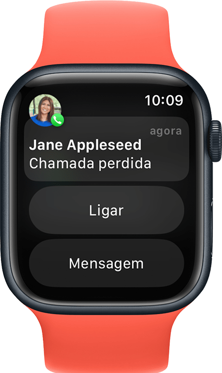 Apple Watch a mostrar uma notificação de chamada perdida