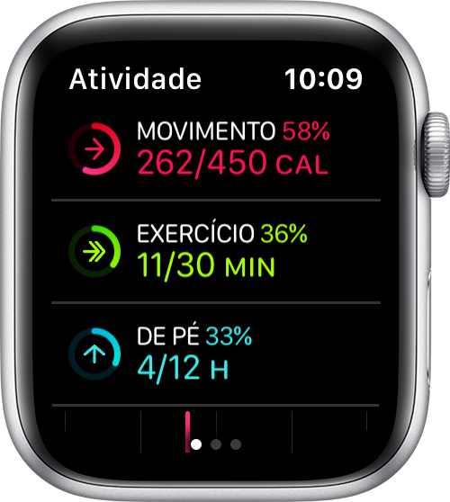 Um mostrador do Apple Watch a mostrar o progresso do anel de atividade