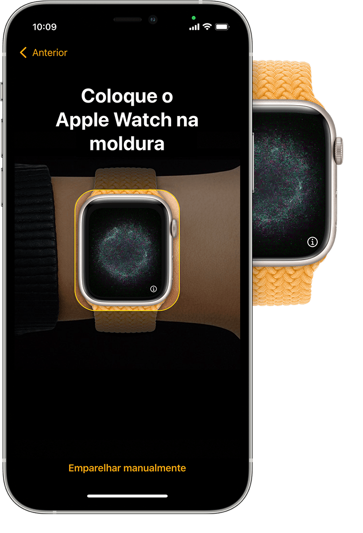 iPhone a mostrar o Apple Watch no visor